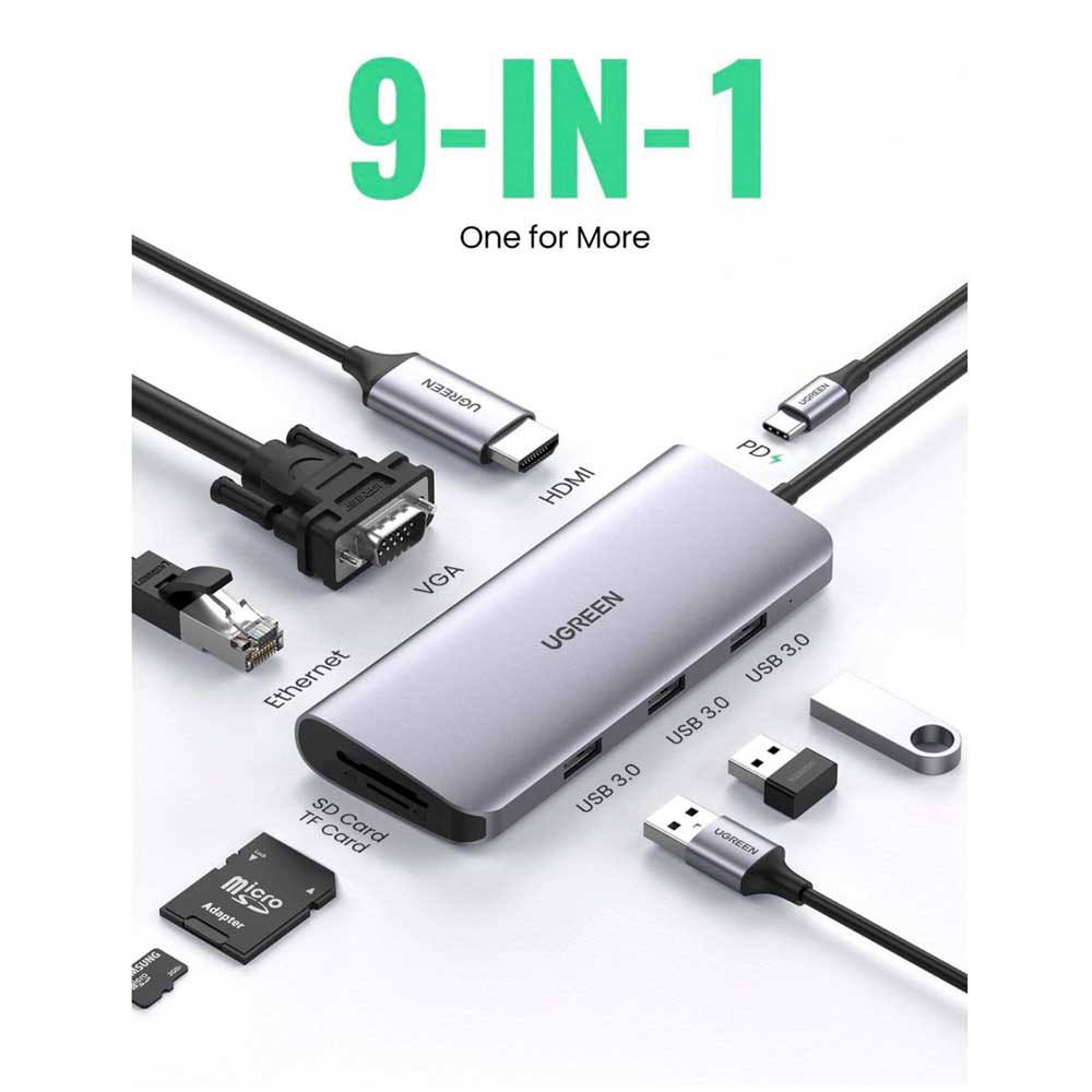 thumbnail interactive-video image 1 of USB C Multiport Adapter 4K HDMI VGA 3.0 USB-C Power Delivery For MacBook Pro Air IPad 1 of 5