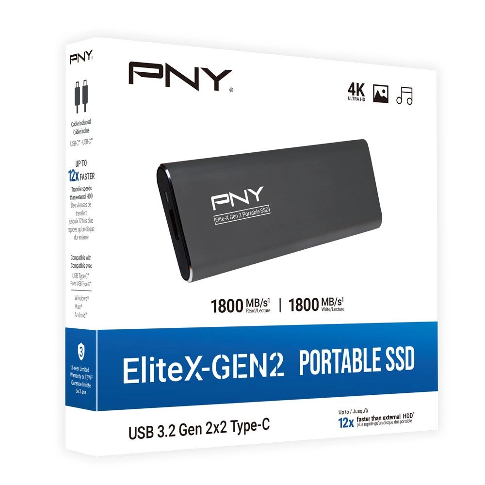 PNY Elite-X 2 TB USB 3.2 Gen 2×2 Type-C Extreme Powerful Portable SSD