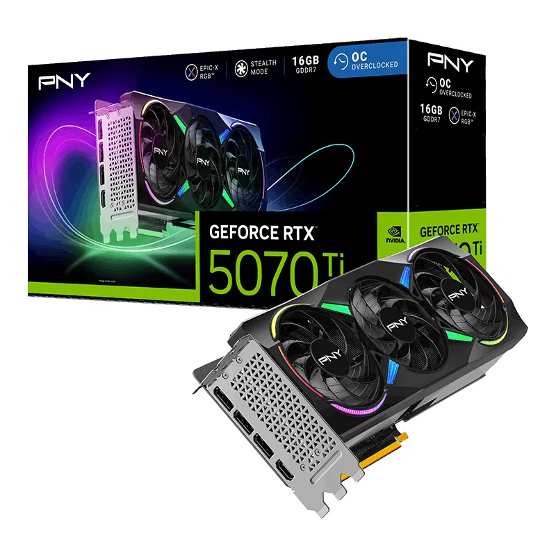 PNY GeForce RTX 5070 Ti 16GB Triple Fan ARGB OC Graphics Card